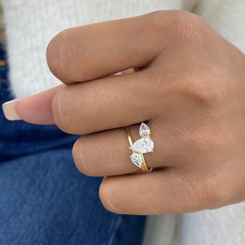 Diamond 3-Stone Fashion Ring 1.55 ct TCW, Yellow Gold 14K