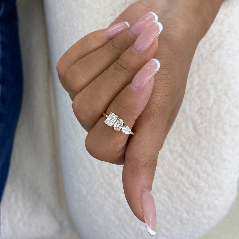 Diamond 3-Stone Fashion Ring 1.40 ct TCW, Yellow Gold 14K