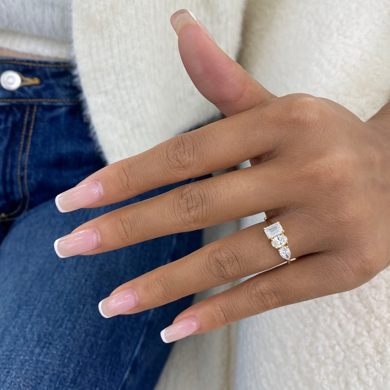 Diamond 3-Stone Fashion Ring 1.40 ct TCW, Yellow Gold 14K