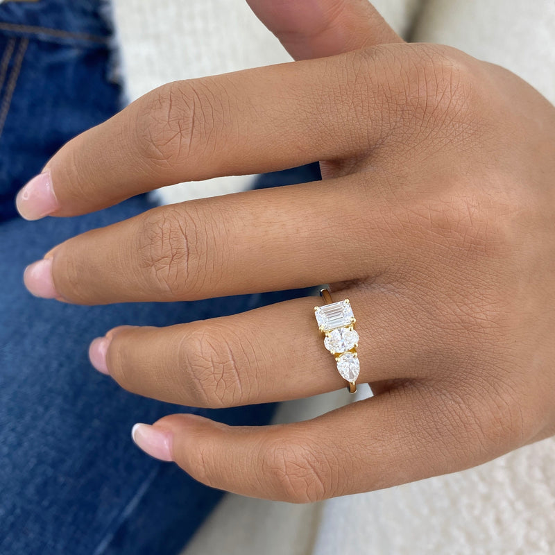 Diamond 3-Stone Fashion Ring 1.40 ct TCW, Yellow Gold 14K