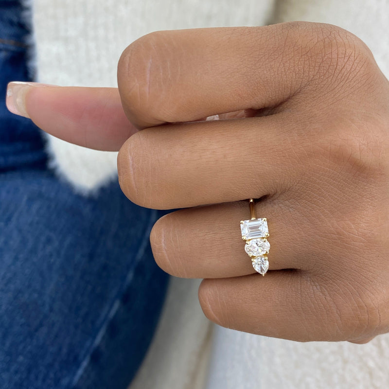 Diamond 3-Stone Fashion Ring 1.40 ct TCW, Yellow Gold 14K