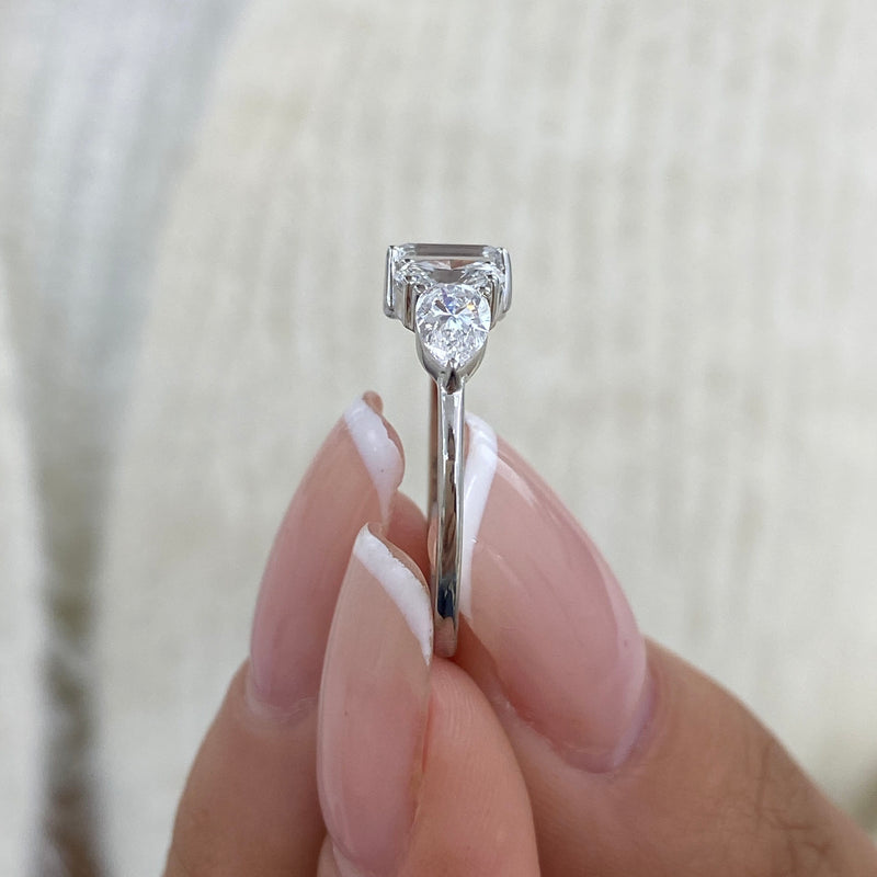 Diamond 3-Stone Ring 1.40 ct TCW, White Gold 14K