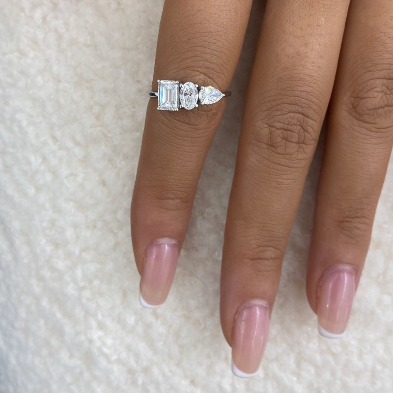 Diamond 3-Stone Ring 1.40 ct TCW, White Gold 14K