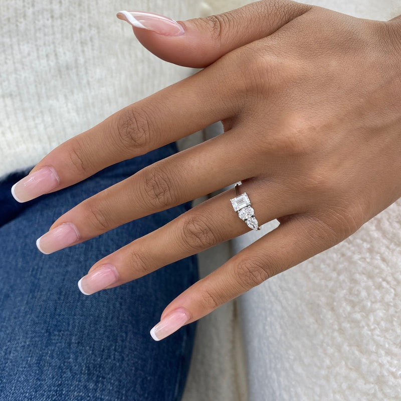 Diamond 3-Stone Ring 1.40 ct TCW, White Gold 14K