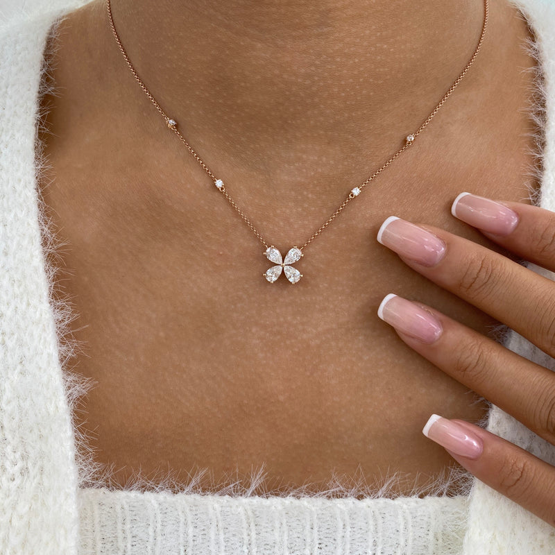 Diamond Pendant Fashion Necklace 1.35 ct TCW, Rose Gold 14K
