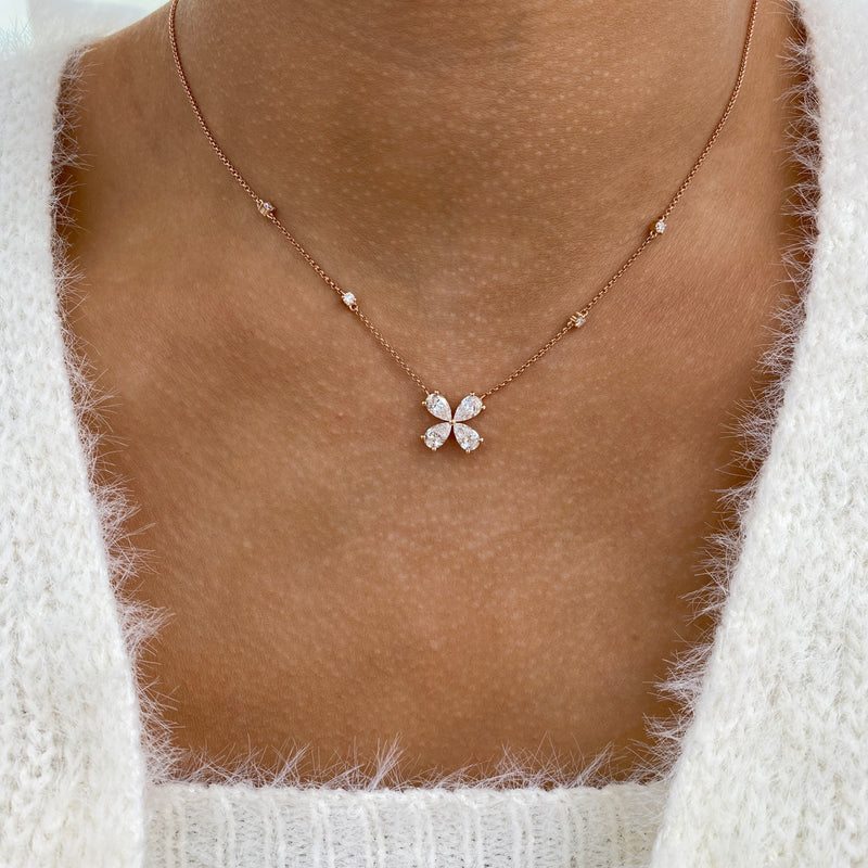 Diamond Pendant Fashion Necklace 1.35 ct TCW, Rose Gold 14K