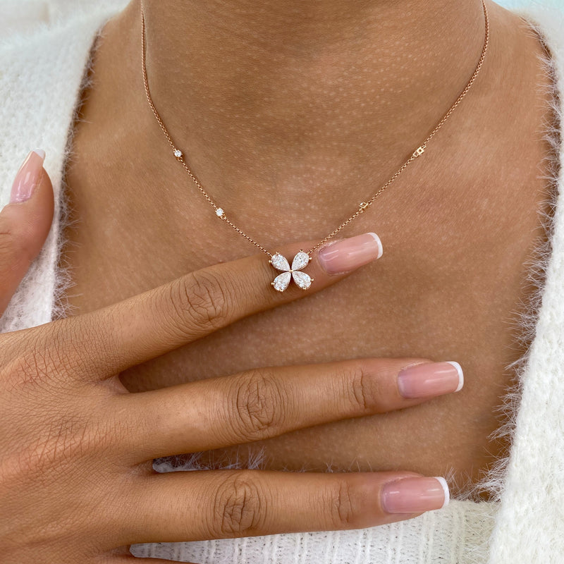 Diamond Pendant Fashion Necklace 1.35 ct TCW, Rose Gold 14K