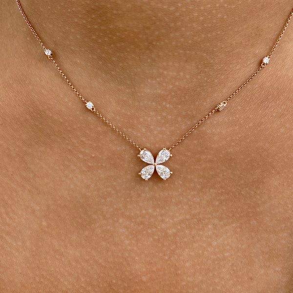Diamond Pendant Fashion Necklace 1.35 ct TCW, Rose Gold 14K