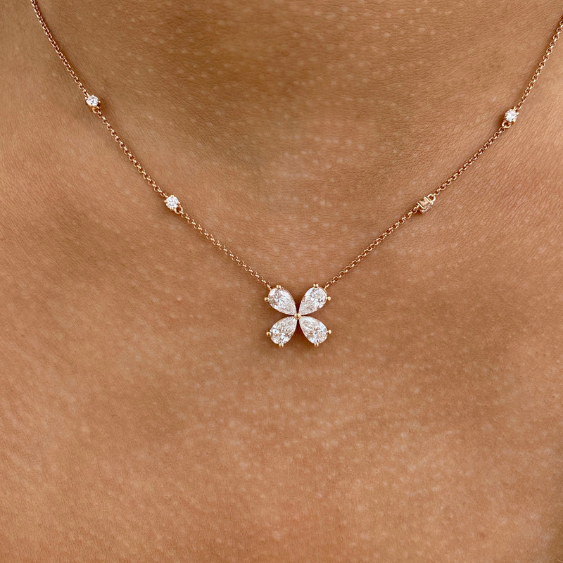 Diamond Pendant Fashion Necklace 1.35 ct TCW, Rose Gold 14K
