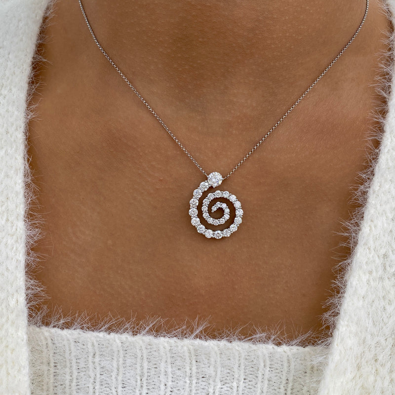 Diamond Pendant Fashion Necklace 2.60 ct TCW, White Gold 14K
