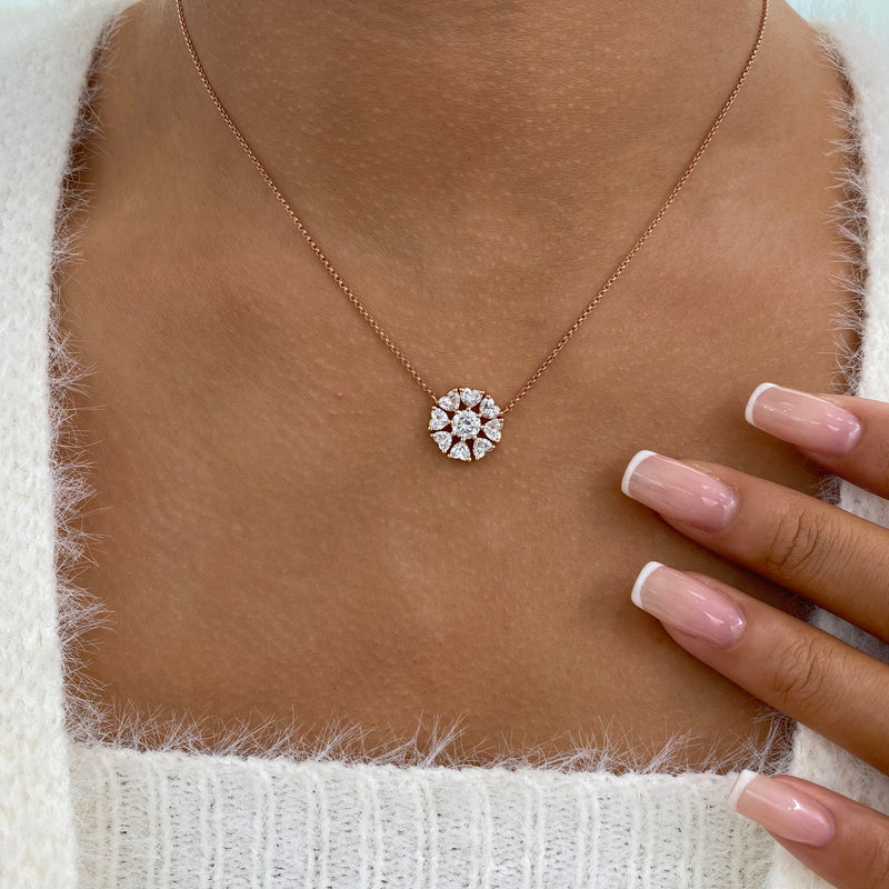 Diamond Pendant Fashion Necklace 1.70 ct TCW, Rose Gold 14K