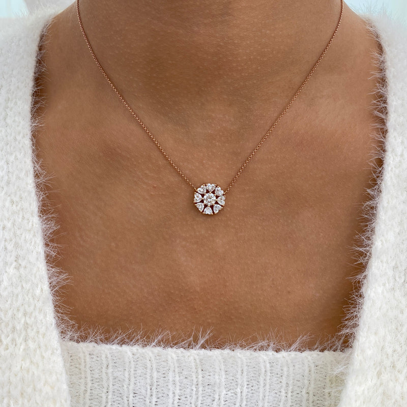Diamond Pendant Fashion Necklace 1.70 ct TCW, Rose Gold 14K