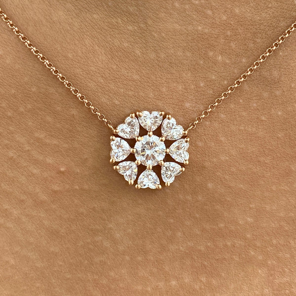 Diamond Pendant Fashion Necklace 1.70 ct TCW, Rose Gold 14K