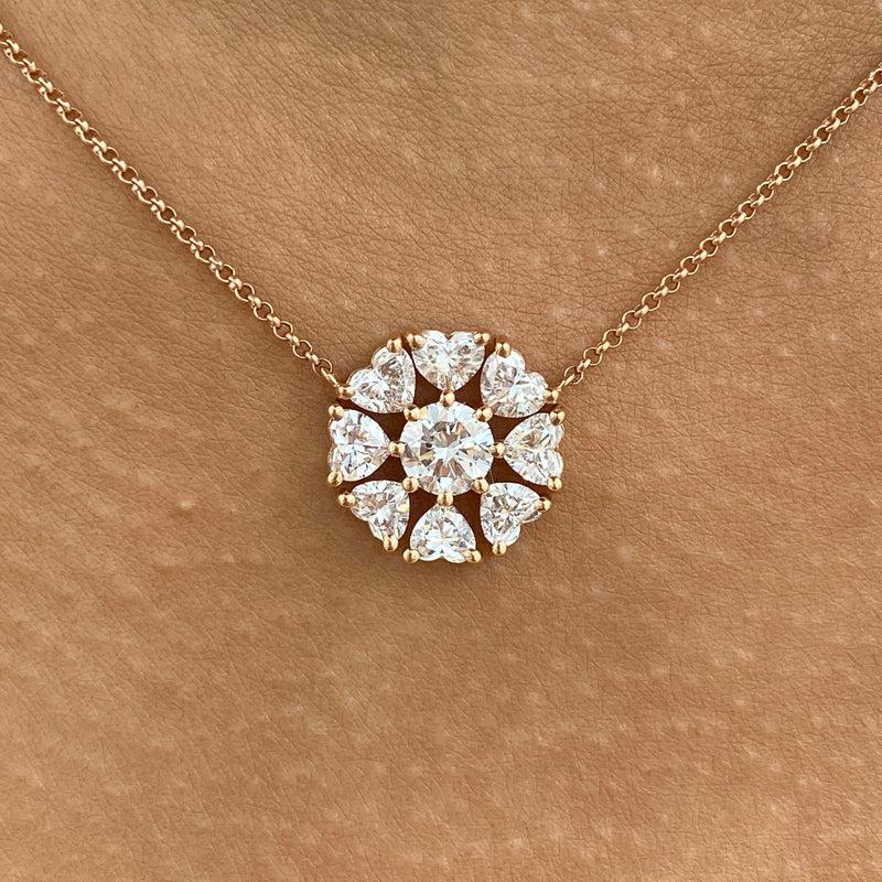 Diamond Pendant Fashion Necklace 1.70 ct TCW, Rose Gold 14K