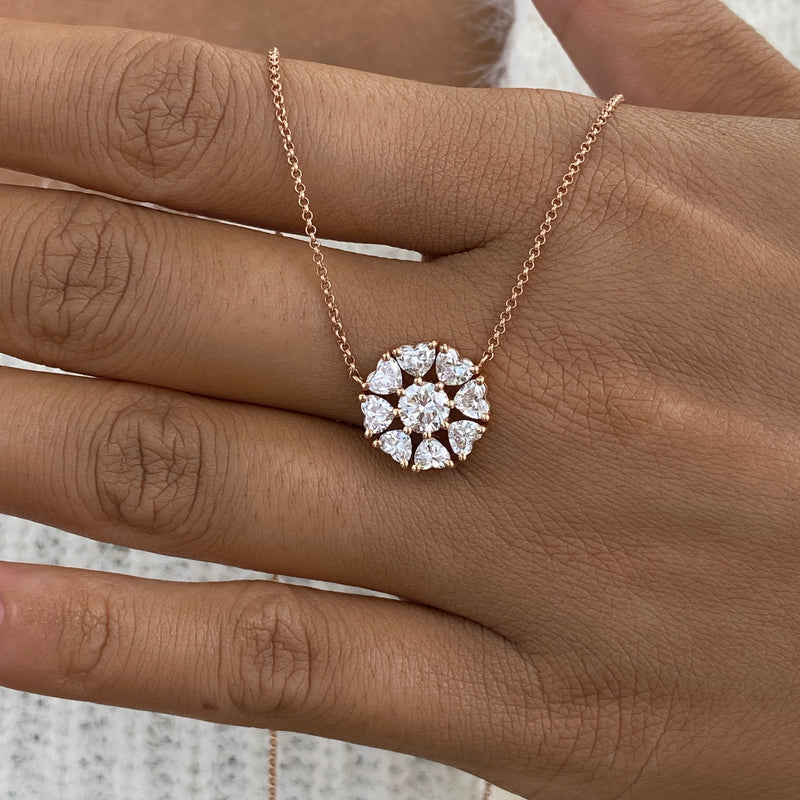 Diamond Pendant Fashion Necklace 1.70 ct TCW, Rose Gold 14K
