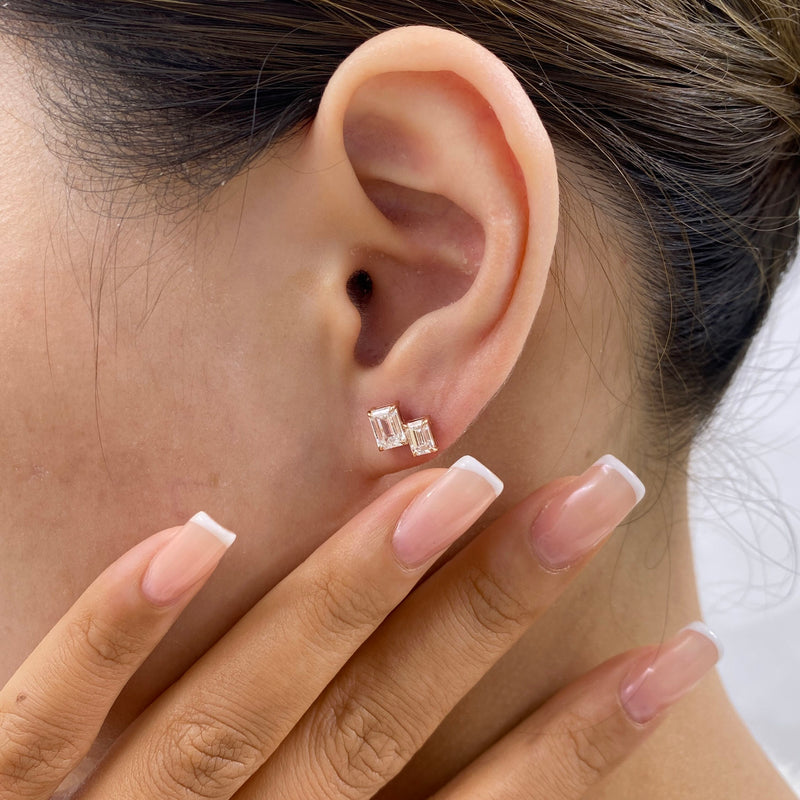 Diamond Post-On Earrings 2 ct TCW, Rose Gold