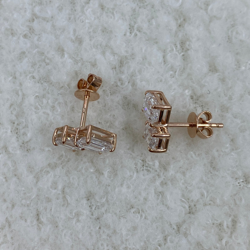 Diamond Post-On Earrings 2 ct TCW, Rose Gold