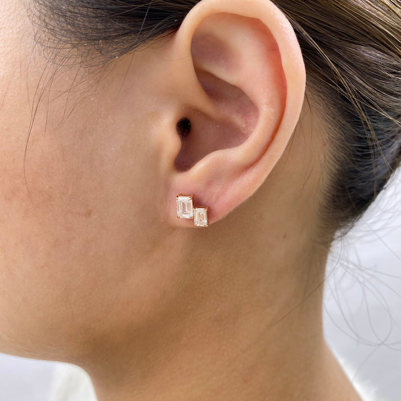 Diamond Post-On Earrings 2 ct TCW, Rose Gold