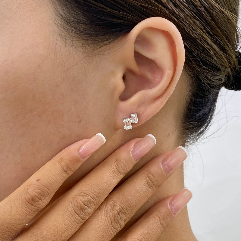 Diamond Post-On Earrings 1.80 ct TCW, White Gold