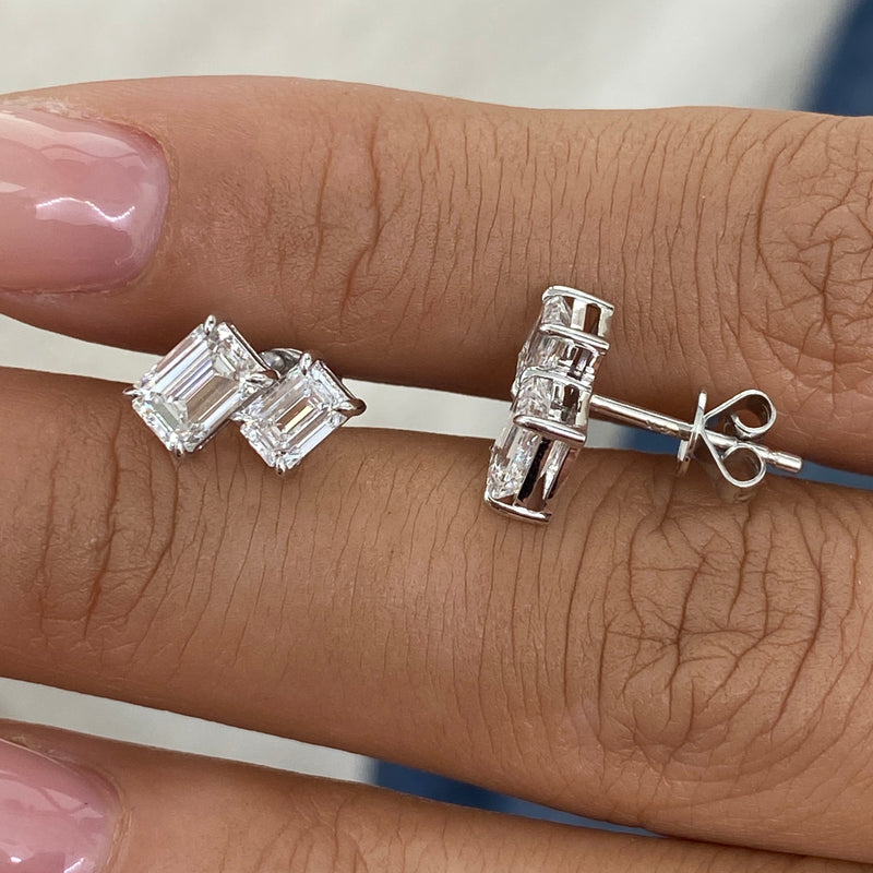 Diamond Post-On Earrings 1.80 ct TCW, White Gold