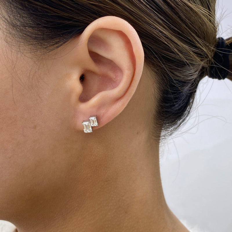 Diamond Post-On Earrings 1.80 ct TCW, White Gold