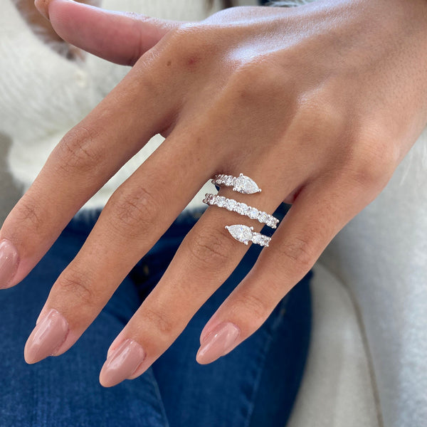 Diamond Wrap Band Ring 2.7 ct White Gold