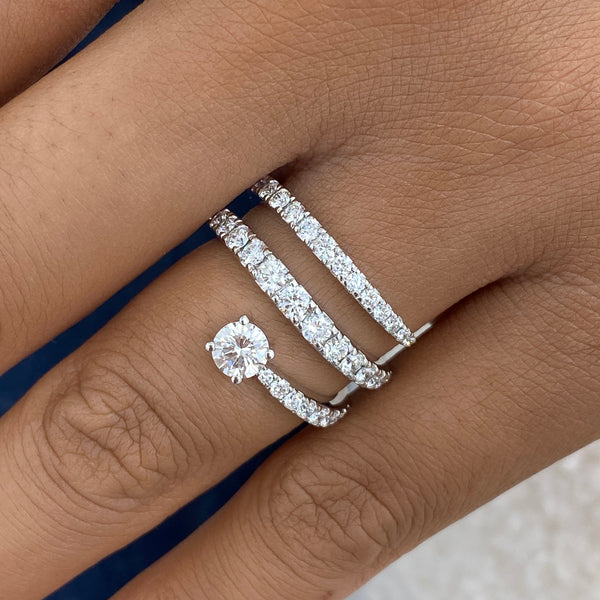 Diamond Wrap Ring 1.35 ct TCW, White Gold 14K