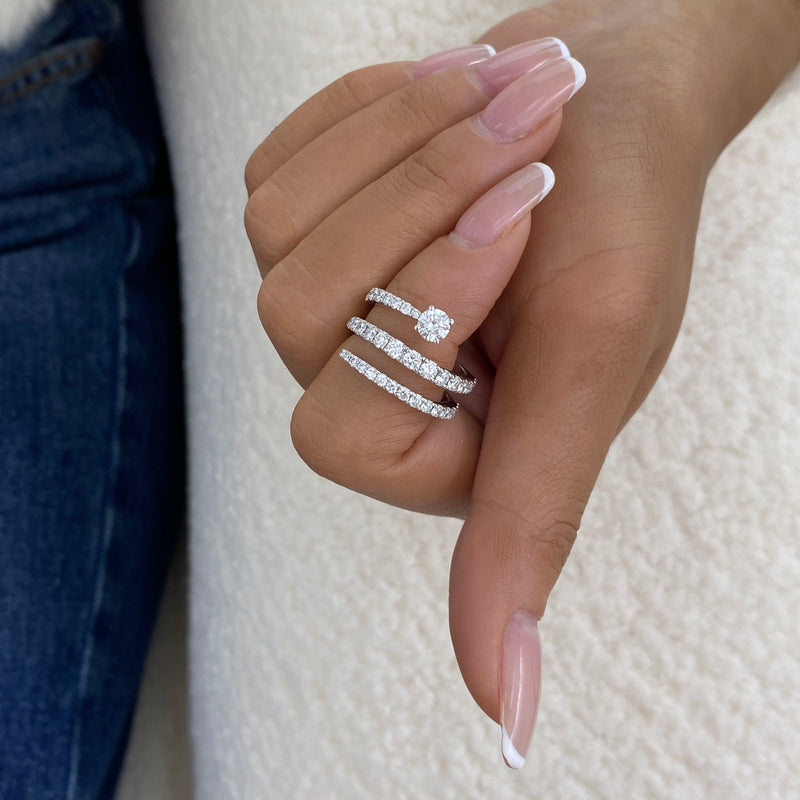 Diamond Wrap Ring 1.35 ct TCW, White Gold 14K