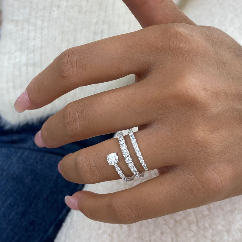 Diamond Wrap Ring 1.35 ct TCW, White Gold 14K