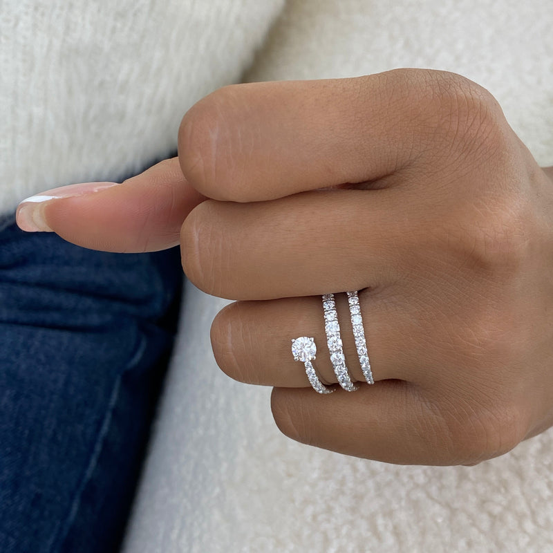 Diamond Wrap Ring 1.35 ct TCW, White Gold 14K