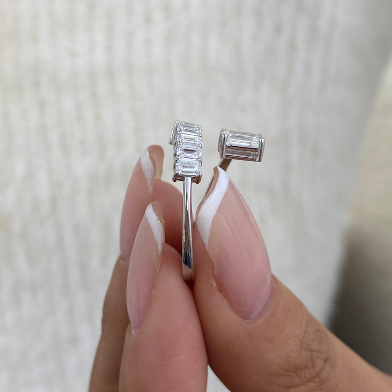 Diamond Open Ring 1.30 ct TCW, White Gold 14K