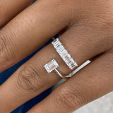 Diamond Open Ring 1.30 ct TCW, White Gold 14K