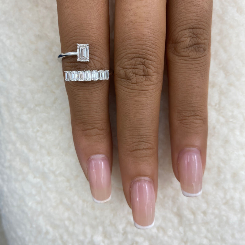 Diamond Open Ring 1.30 ct TCW, White Gold 14K