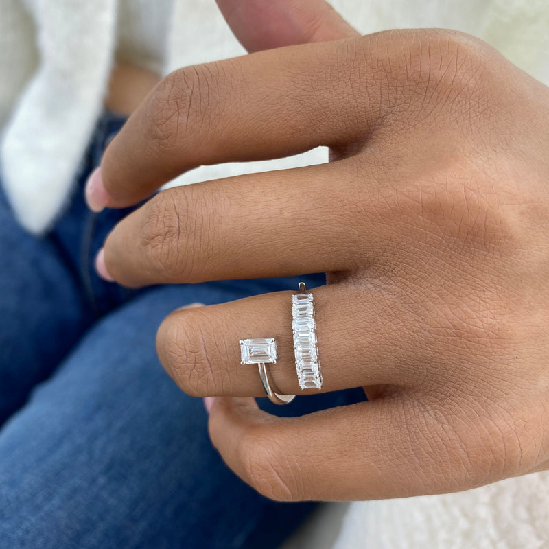 Diamond Open Ring 1.30 ct TCW, White Gold 14K