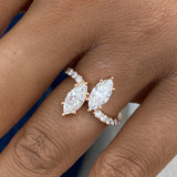 Diamond 2-Stone Fashion Ring 1.80 ct TCW, Rose Gold 14K