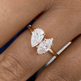 Diamond 2-Stone Fashion Ring 1.20 ct TCW, Rose Gold 14K