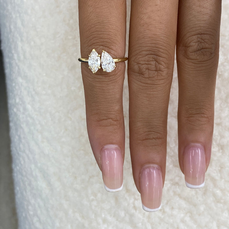 Diamond 2-Stone Fashion Ring 1.20 ct TCW, Yellow Gold 14K