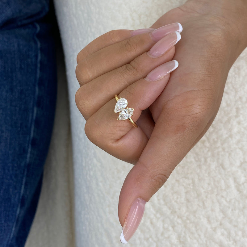 Diamond 2-Stone Fashion Ring 1.20 ct TCW, Yellow Gold 14K