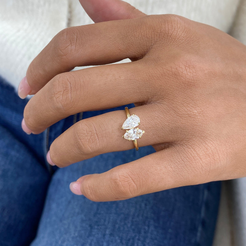 Diamond 2-Stone Fashion Ring 1.20 ct TCW, Yellow Gold 14K