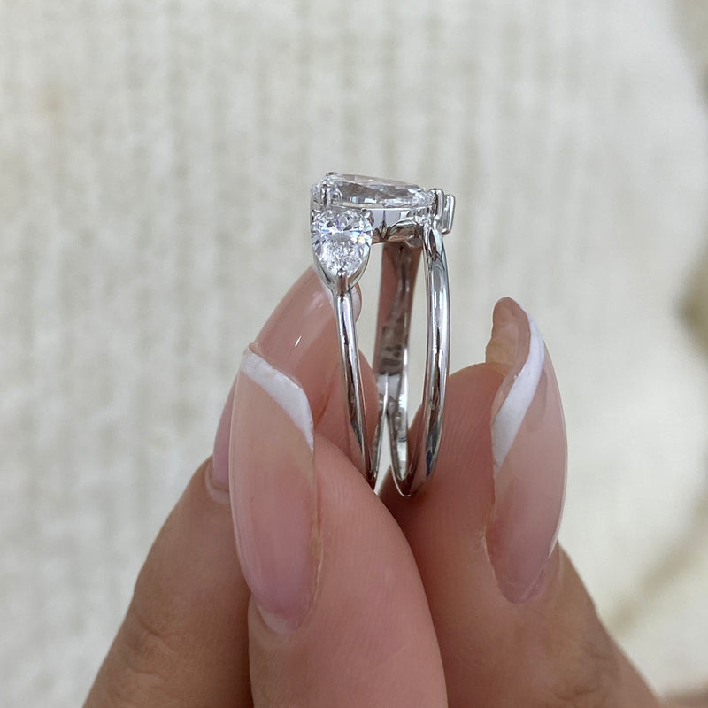 Diamond 3-Stone Ring 1.60 ct TCW, White Gold 14K