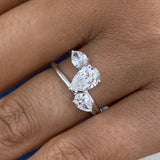 Diamond 3-Stone Ring 1.60 ct TCW, White Gold 14K