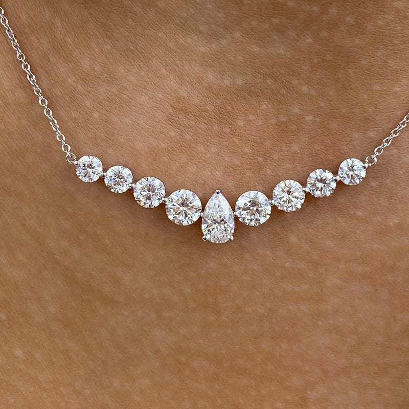 Diamond Charm Necklace 2.6 ct White Gold