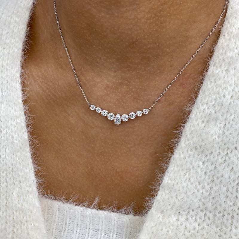 Diamond Charm Necklace 2.6 ct White Gold