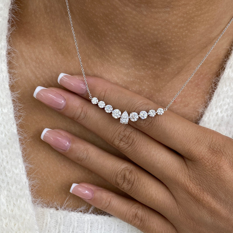 Diamond Charm Necklace 2.6 ct White Gold