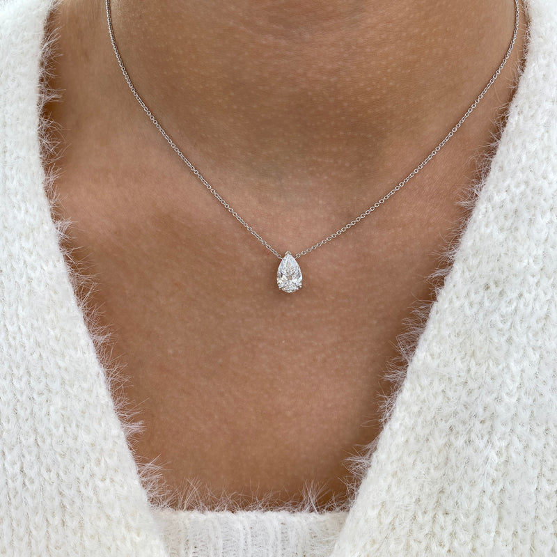 Diamond Pendant Necklace 2 ct White Gold