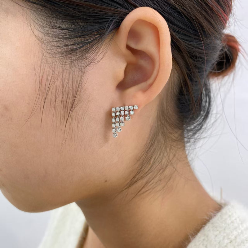 Diamond Dangle Earrings 1.09 ct White Gold