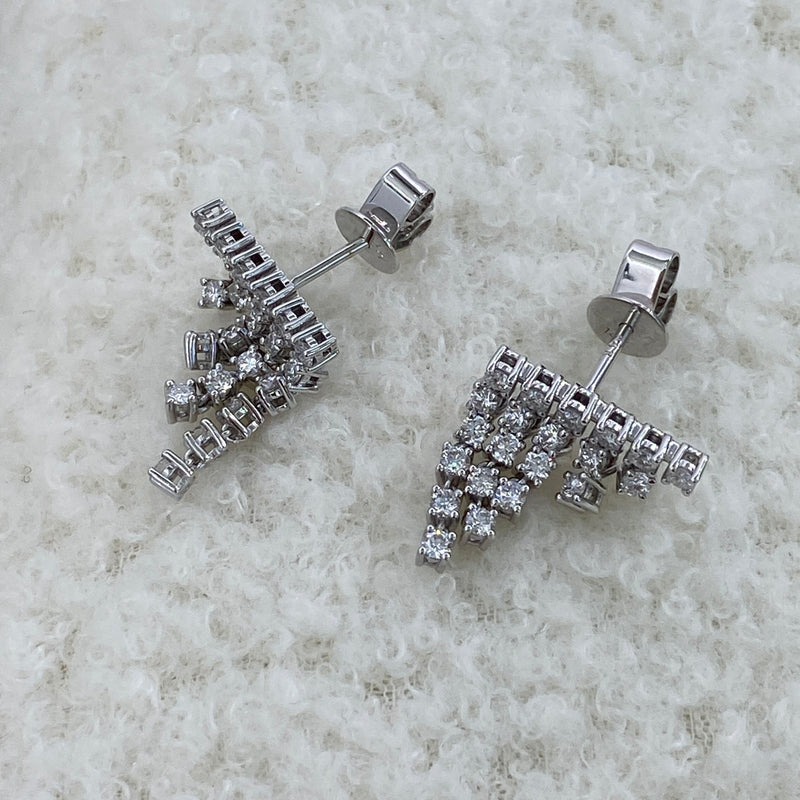 Diamond Dangle Earrings 1.09 ct White Gold