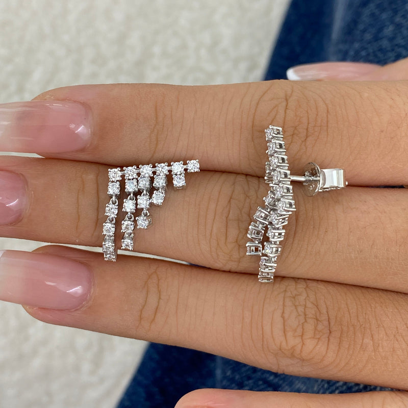 Diamond Dangle Earrings 1.09 ct White Gold