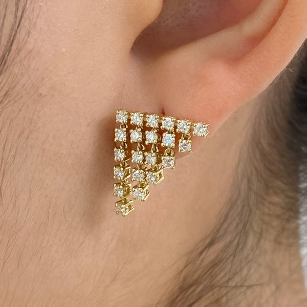 Diamond Dangle Earrings 1.08 ct Yellow Gold