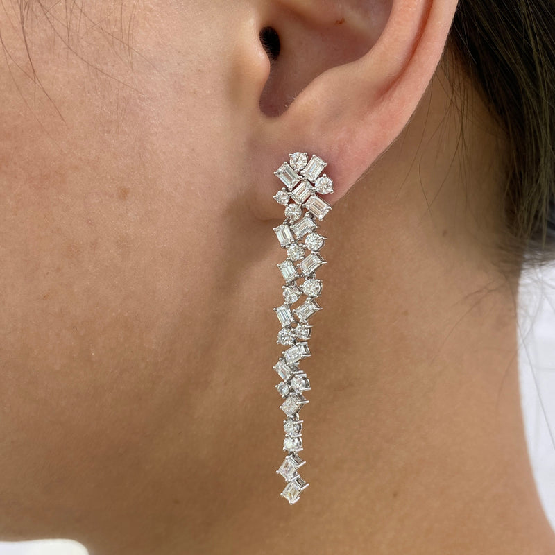 Diamond Dangle Earrings 4.75 ct White Gold